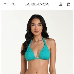 La Blanca Turquoise Blue Triangle Swimsuit Bikini Top Size 4 NEW